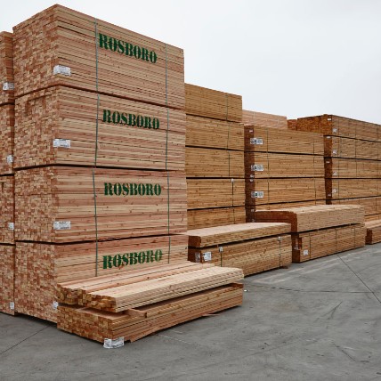 Stacks of lumber at Ganahl lumber. 