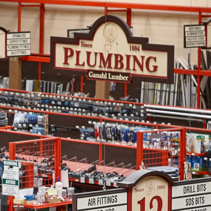 Ganahl Lumber plumbing section. 