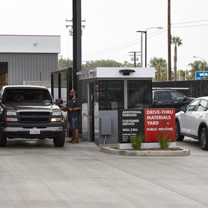 Customers entering and exiting the Ganahl lumberyard. 